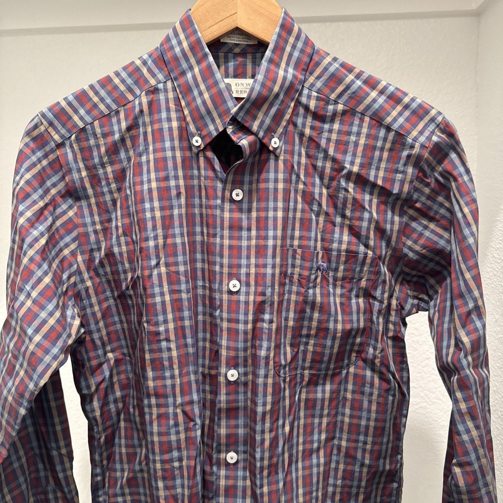 Onward Reserve Tailored Fit Button Down Shirt Blue/Red Plaid Mens S